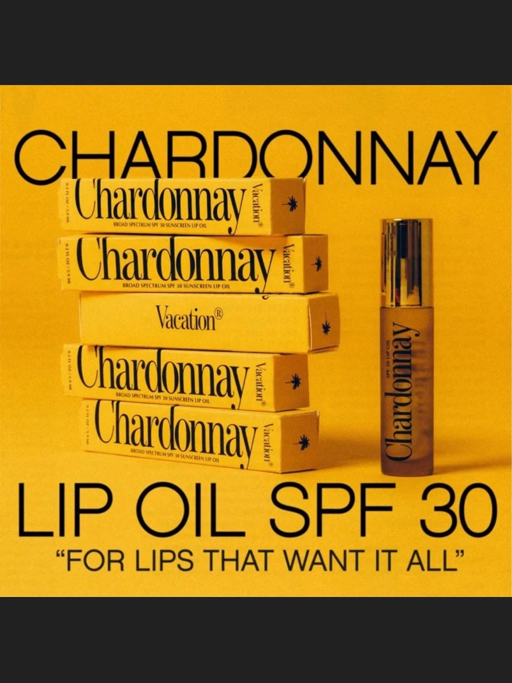 Vacation Chardonnay SPF 30 Lip Oil — Yellow Nourishing Lip Gloss